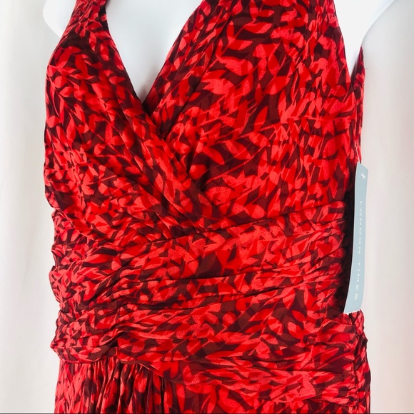 London Times Silk ruched bodice longer in back sleeveless midi dress NWT 8 - Picture 2 of 16